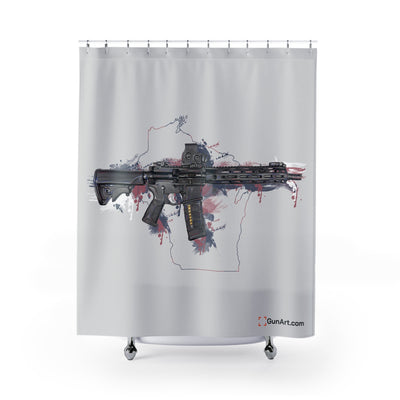 Defending Freedom - Wisconsin - AR-15 State Shower Curtains - Colored State