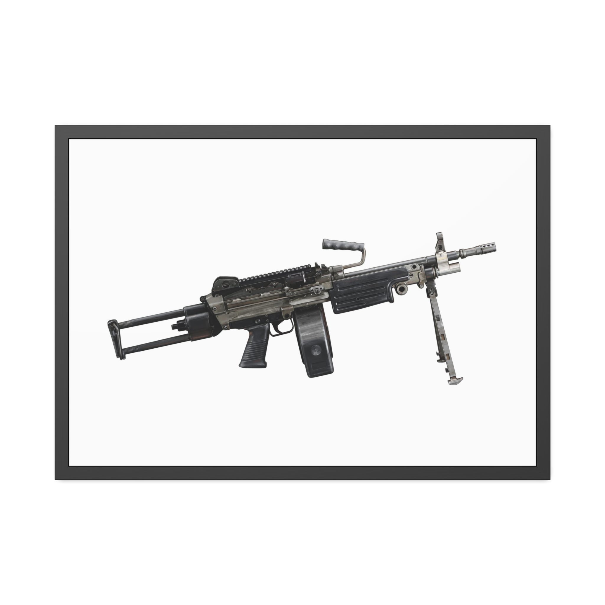 BeltFed 5.56x45mm Light Machine Gun Painting Just The Piece Black Gun Art