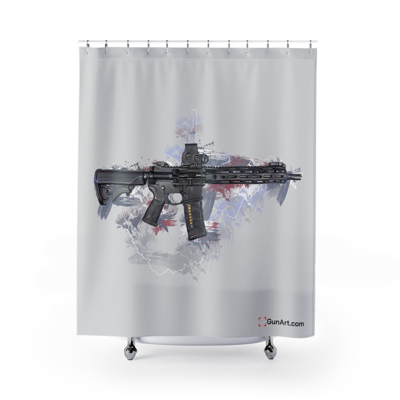 Defending Freedom - West Virginia - AR-15 State Shower Curtains - White State