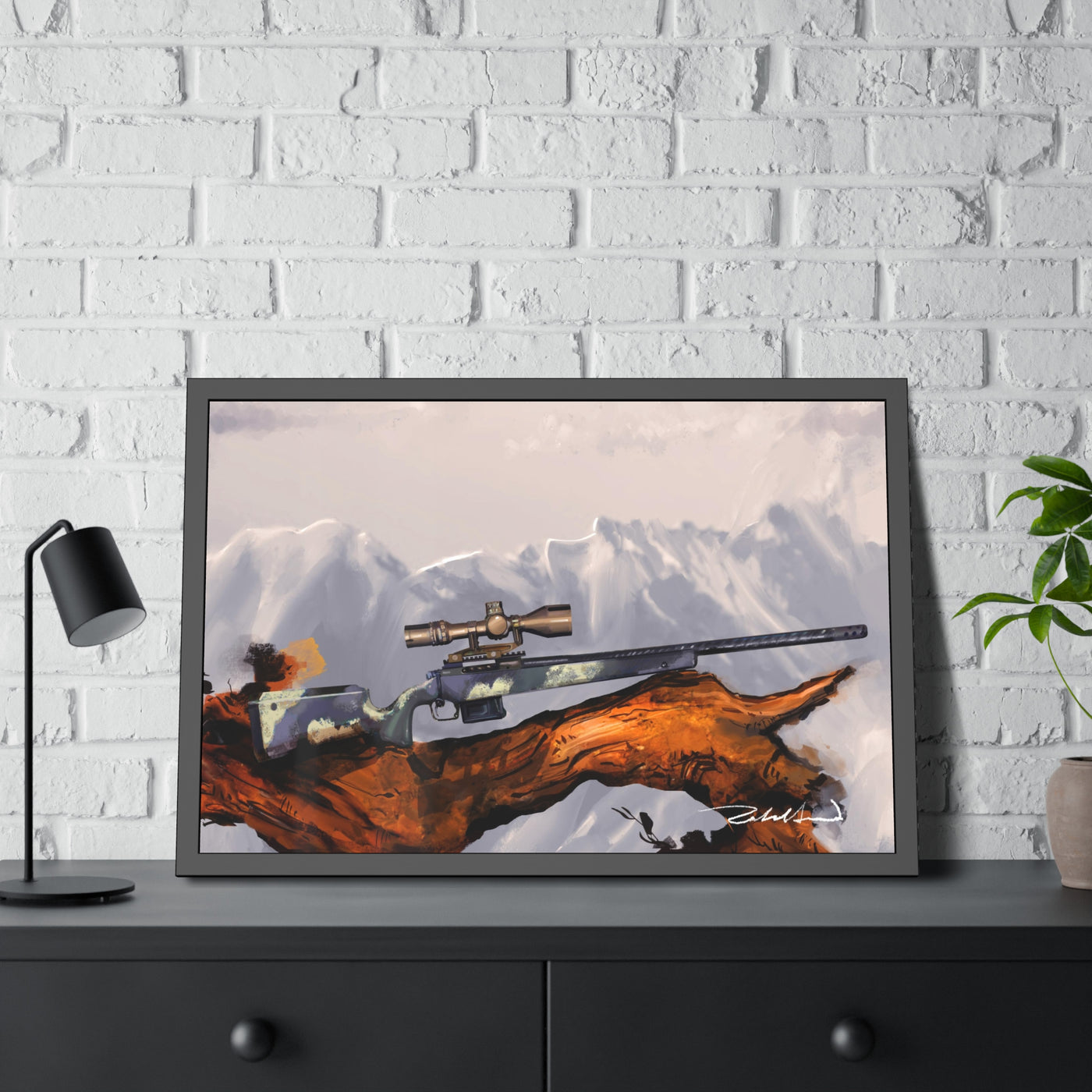 Carbon Fiber Bolt Action Hunting Rifle Painting - Black Frame - Value Collection