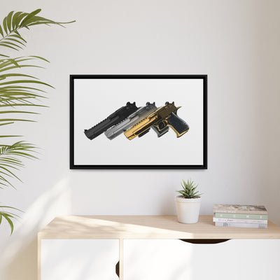 Super Power Pistol Trio Sherpa Blanket - Just The Piece - Black Framed Wrapped Canvas - Value Collection