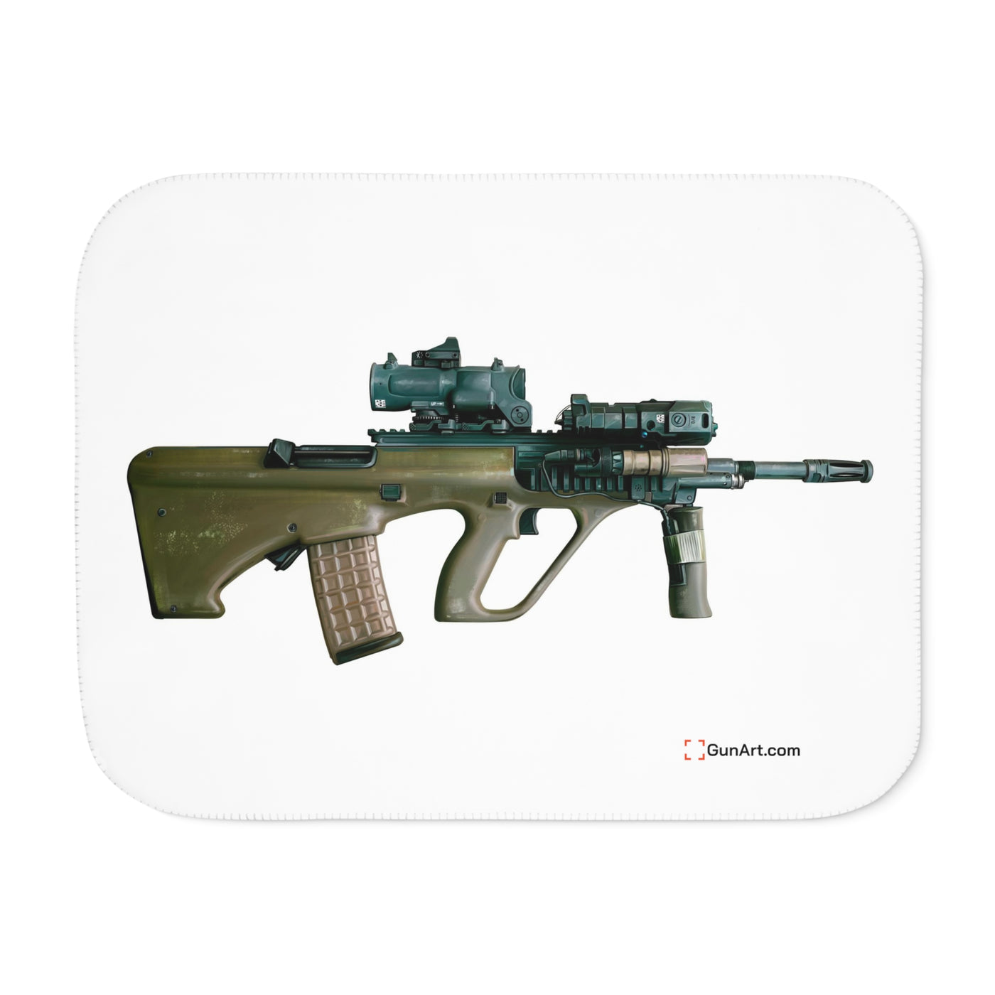 Universal Army Bullpup Rifle Sherpa Blanket - White Background - Just The Piece
