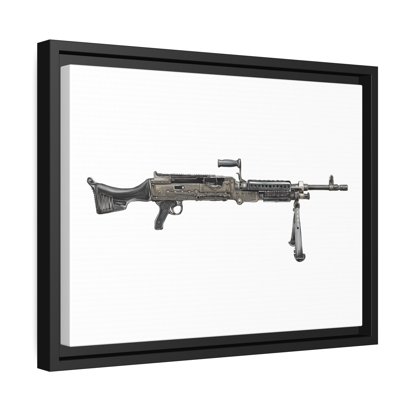 M240B - Belt Fed 7.62x51 Machine Gun - Just The Piece - Black Framed Wrapped Canvas - Value Collection