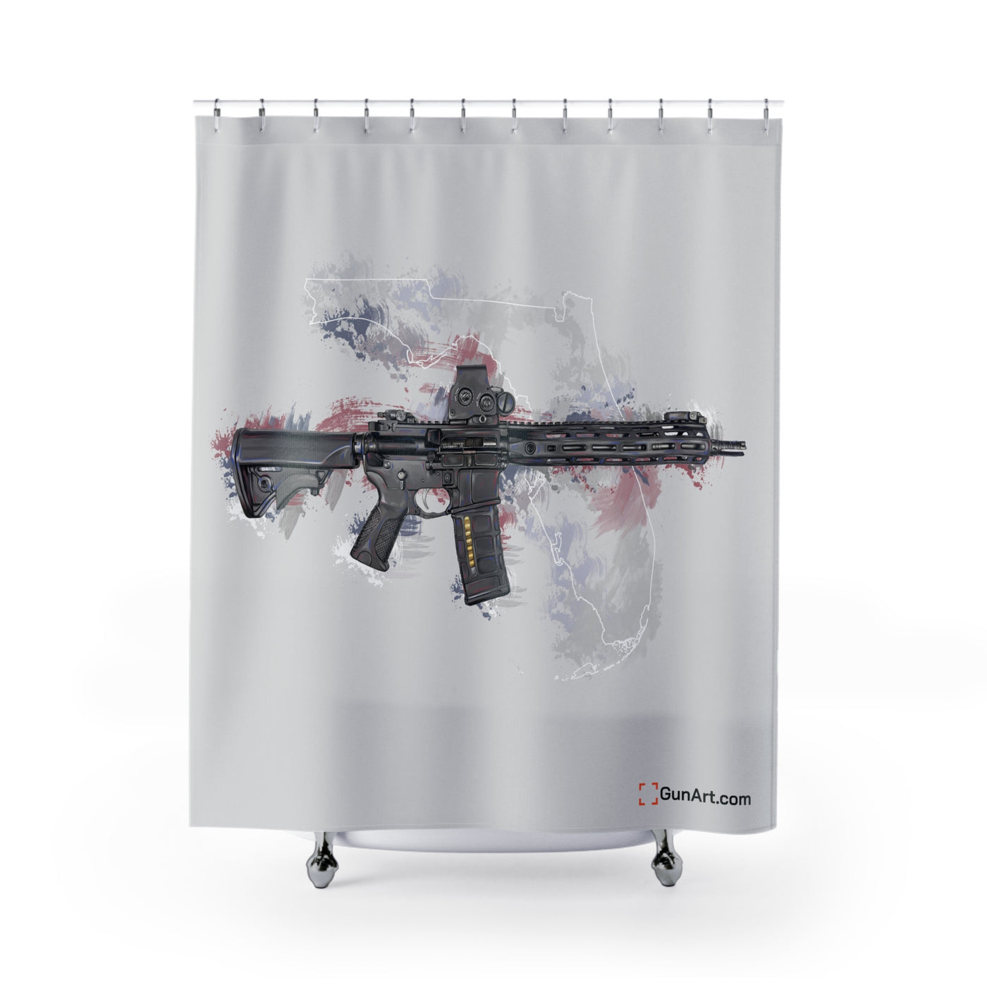 Defending Freedom - Florida - AR-15 State Shower Curtains - White State