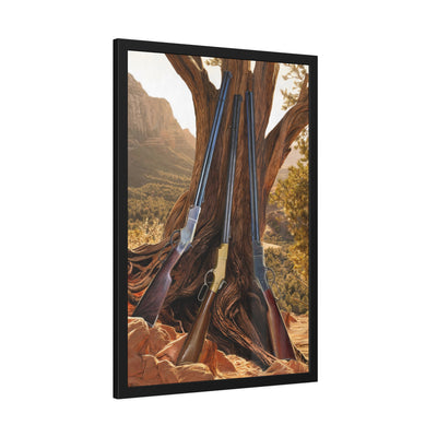 The Three Amigos - 3 Lever Actions Painting - Black Frame - Value Collection