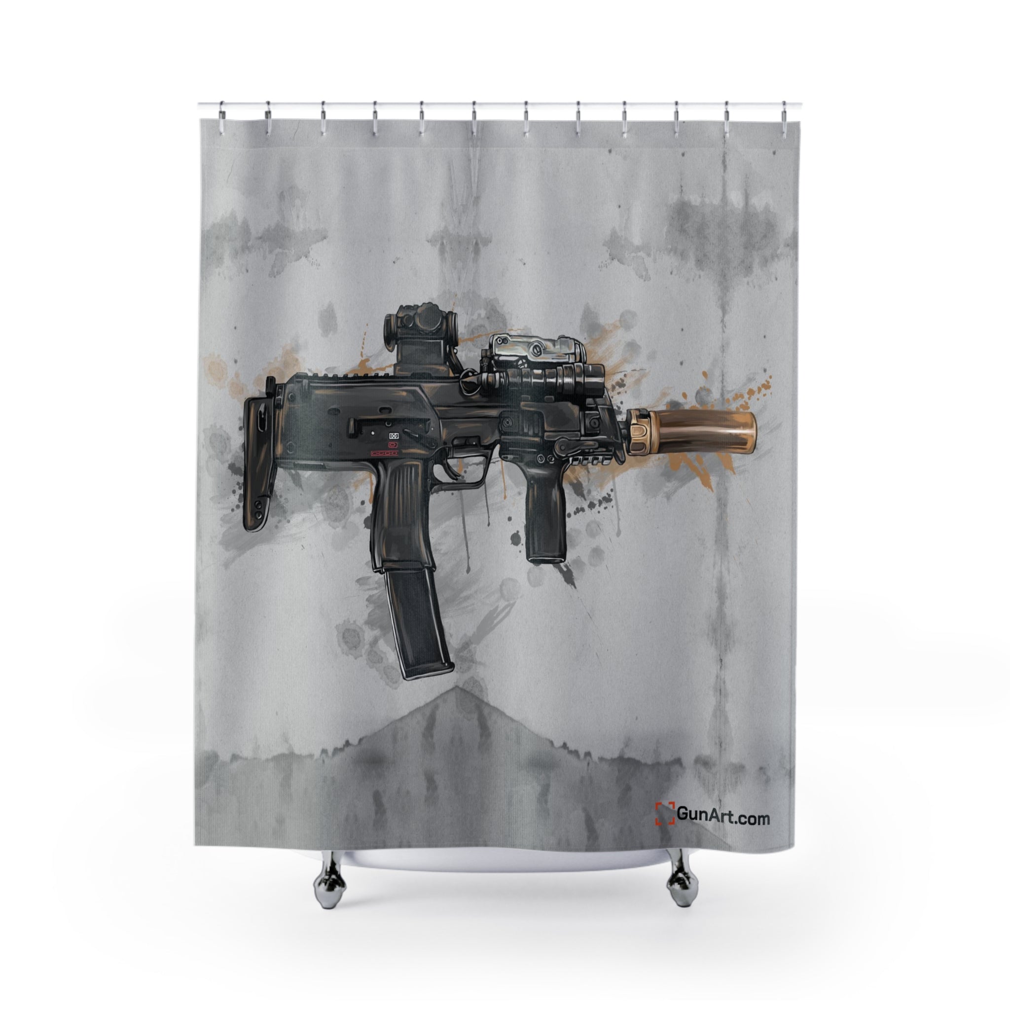 German 4.6x30mm Sub Machine Gun Shower Curtains Gun Art
