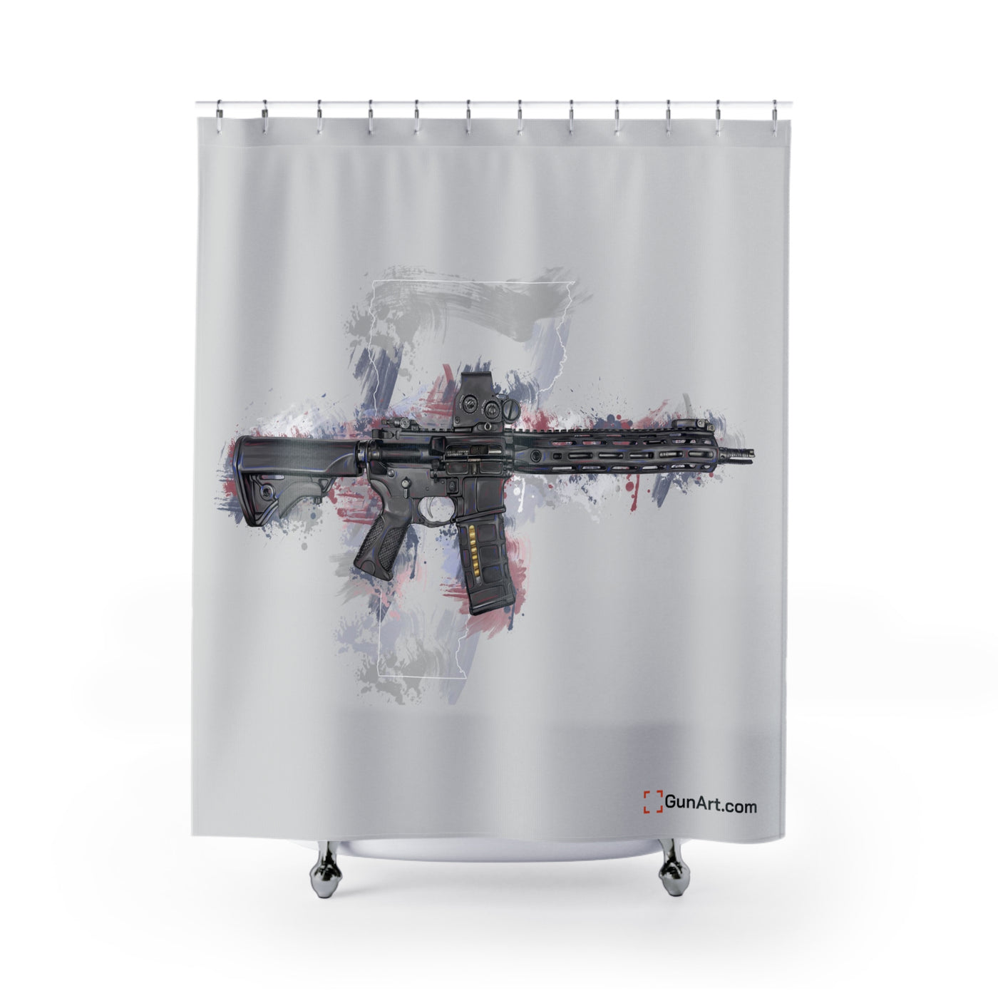 Defending Freedom - Vermont - AR-15 State Shower Curtains - White State