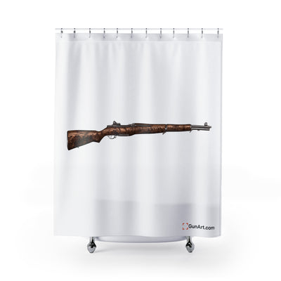 Honoring The Brave / M1 Garand / World War II D-Day Shower Curtains - Brown Gun - White Background
