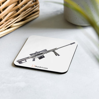 The Long-Range Legend - .50 Cal BMG Rifle Cork-back Coaster - Just The Piece - White Background