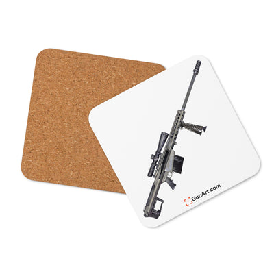 The Long-Range Legend - .50 Cal BMG Rifle Cork-back Coaster - Just The Piece - White Background