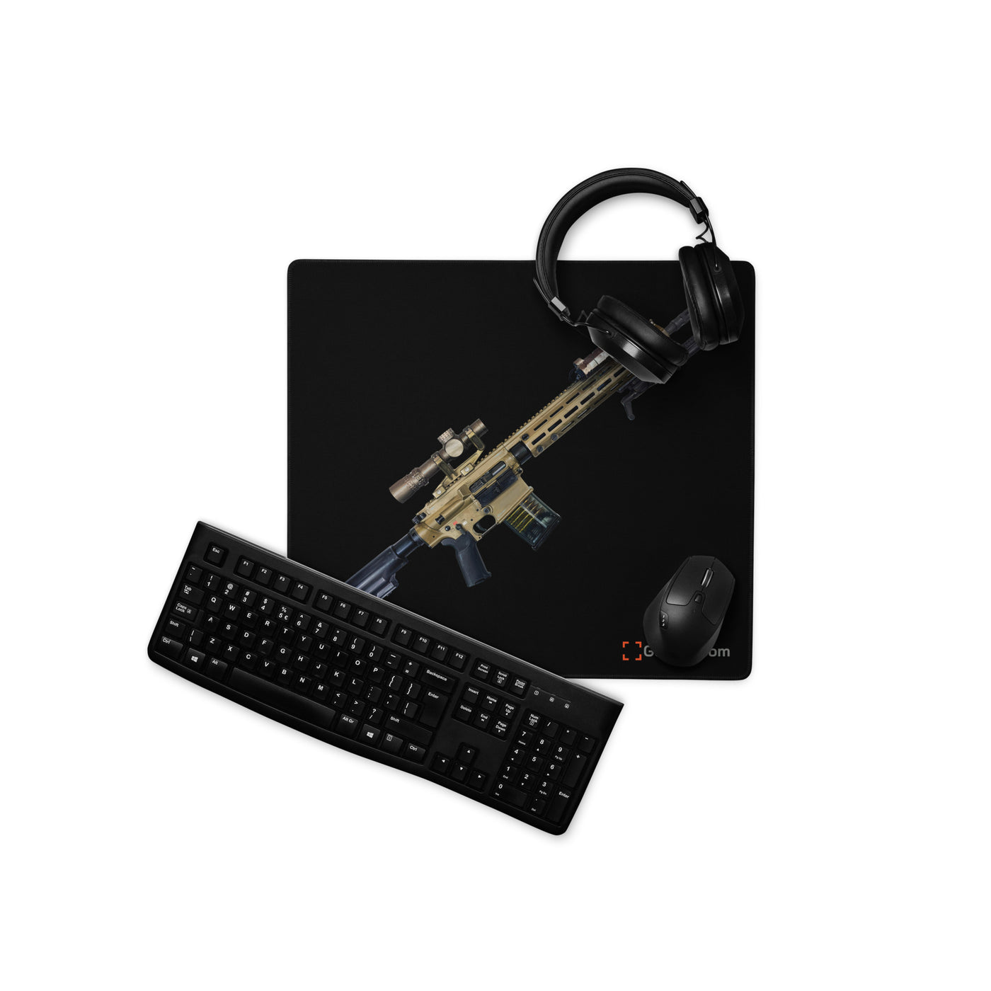 German 7.62x51mm AR10 Battle Rifle Gaming Mouse Pad - Just The Piece - Black Background