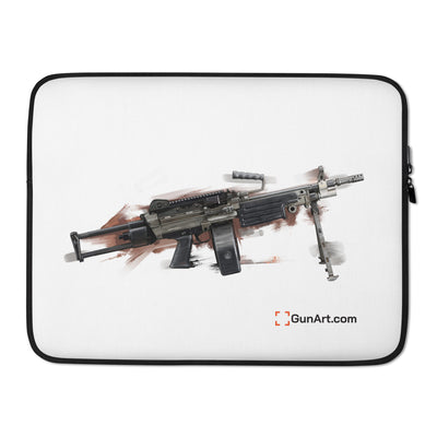 Belt-Fed 5.56x45mm Light Machine Gun Laptop Sleeve - Red Background