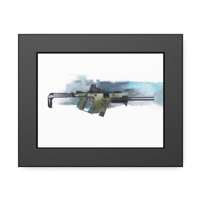 The Vindicator - Suppressed SMG Painting - Blue Background - Black Frame - Value Collection