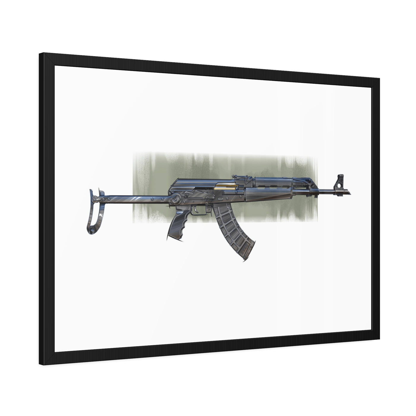 The Paratrooper / AK-47 Underfolder Painting - Black Frame - Value Collection