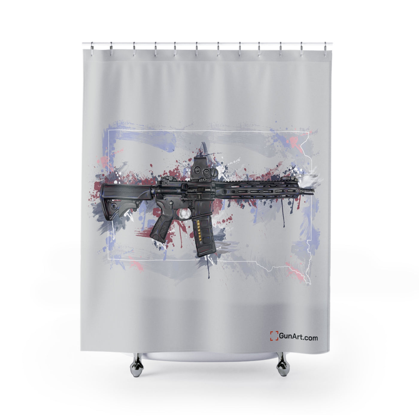 Defending Freedom - South Dakota - AR-15 State Shower Curtains - White State