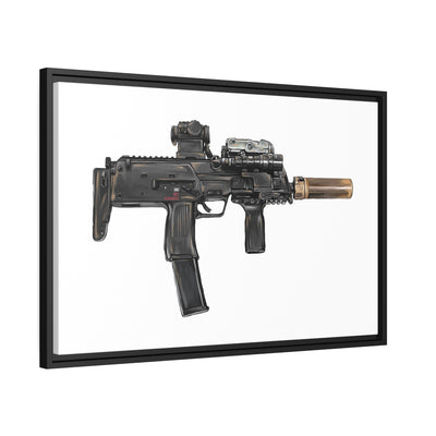 German 4.6x30mm Sub Machine Gun Painting - Just The Piece - Black Framed Wrapped Canvas - Value Collection