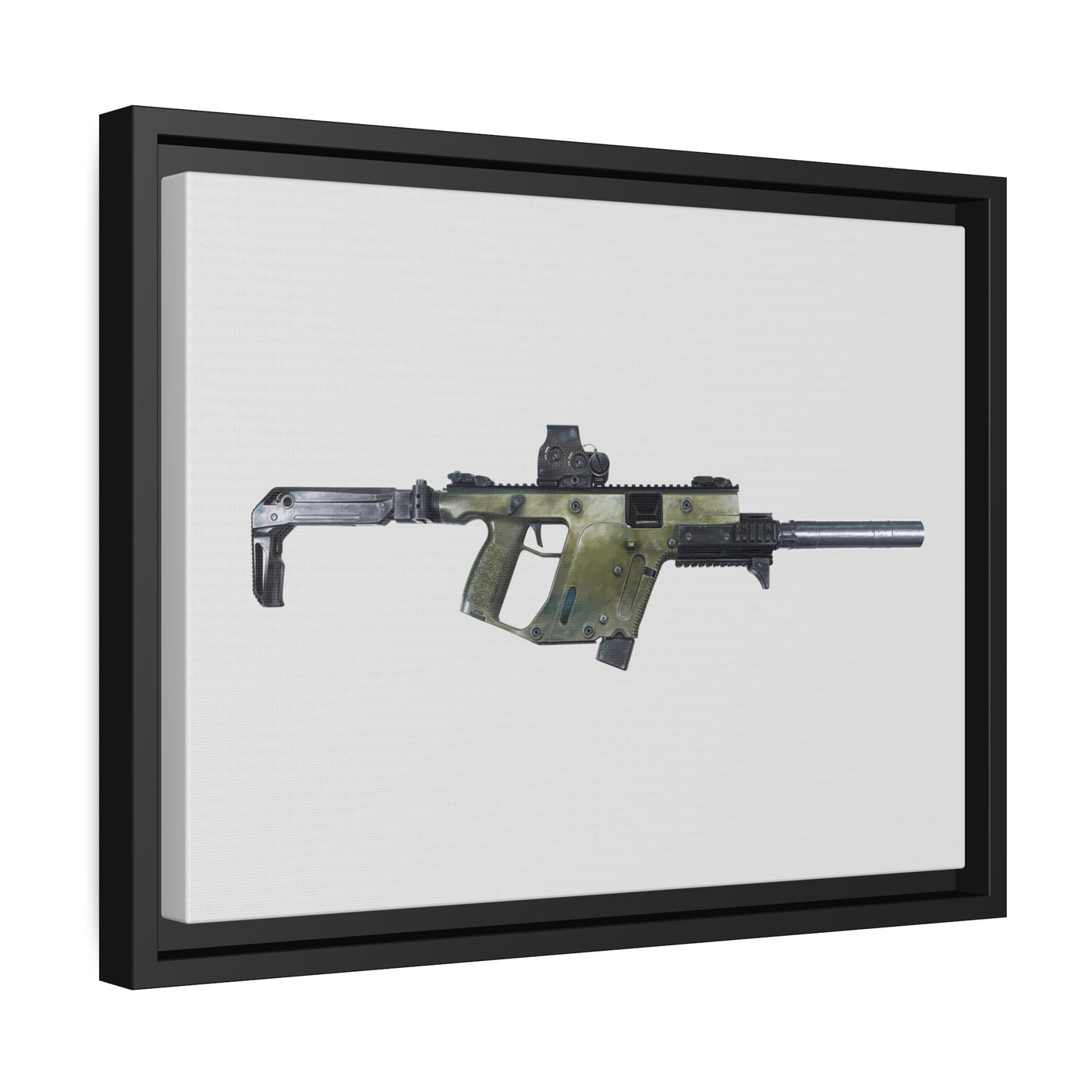 The Vindicator - Suppressed SMG Painting - Just The Piece - Black Framed Wrapped Canvas - Value Collection