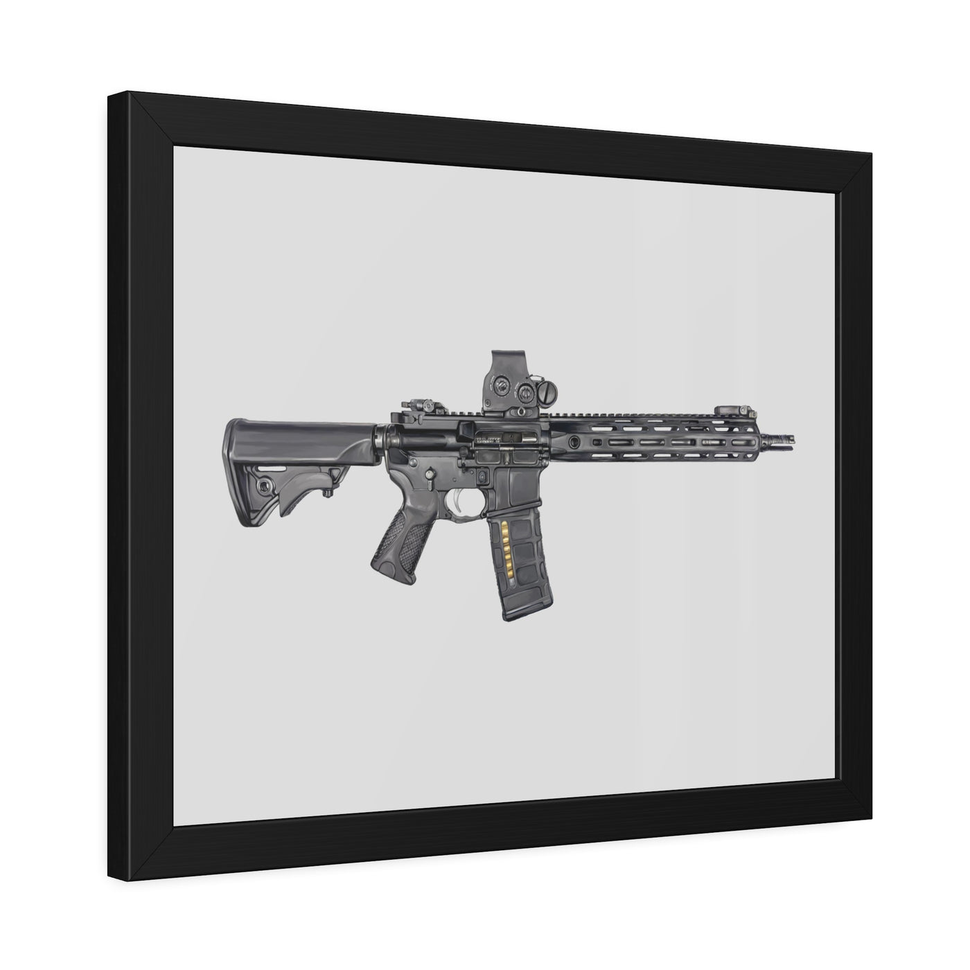 Defending Freedom - AR-15 State Painting - Just The Piece - Black Frame - Value Collection