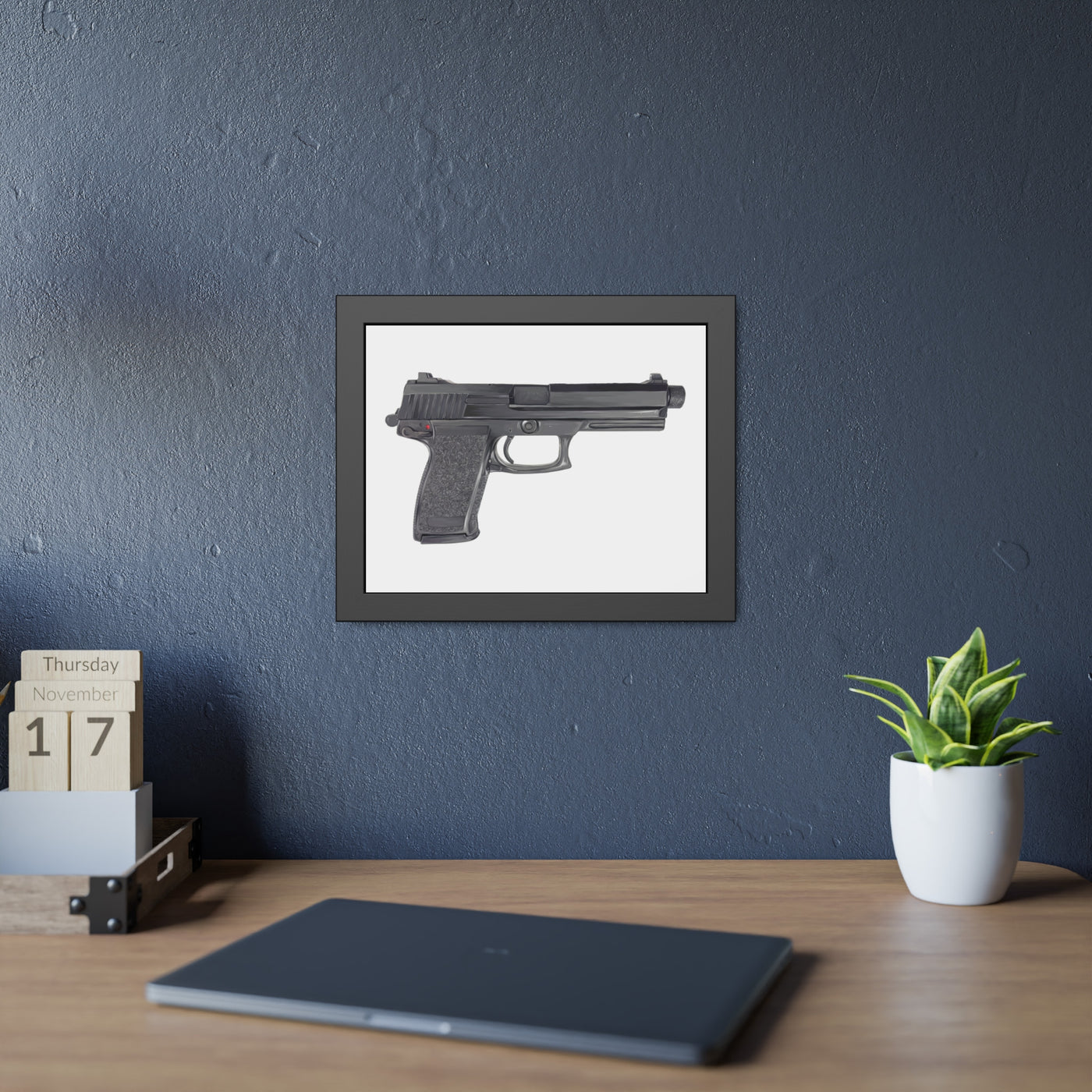 Tactical .45 ACP Poly Pistol Painting - Just The Piece - Black Frame - Value Collection