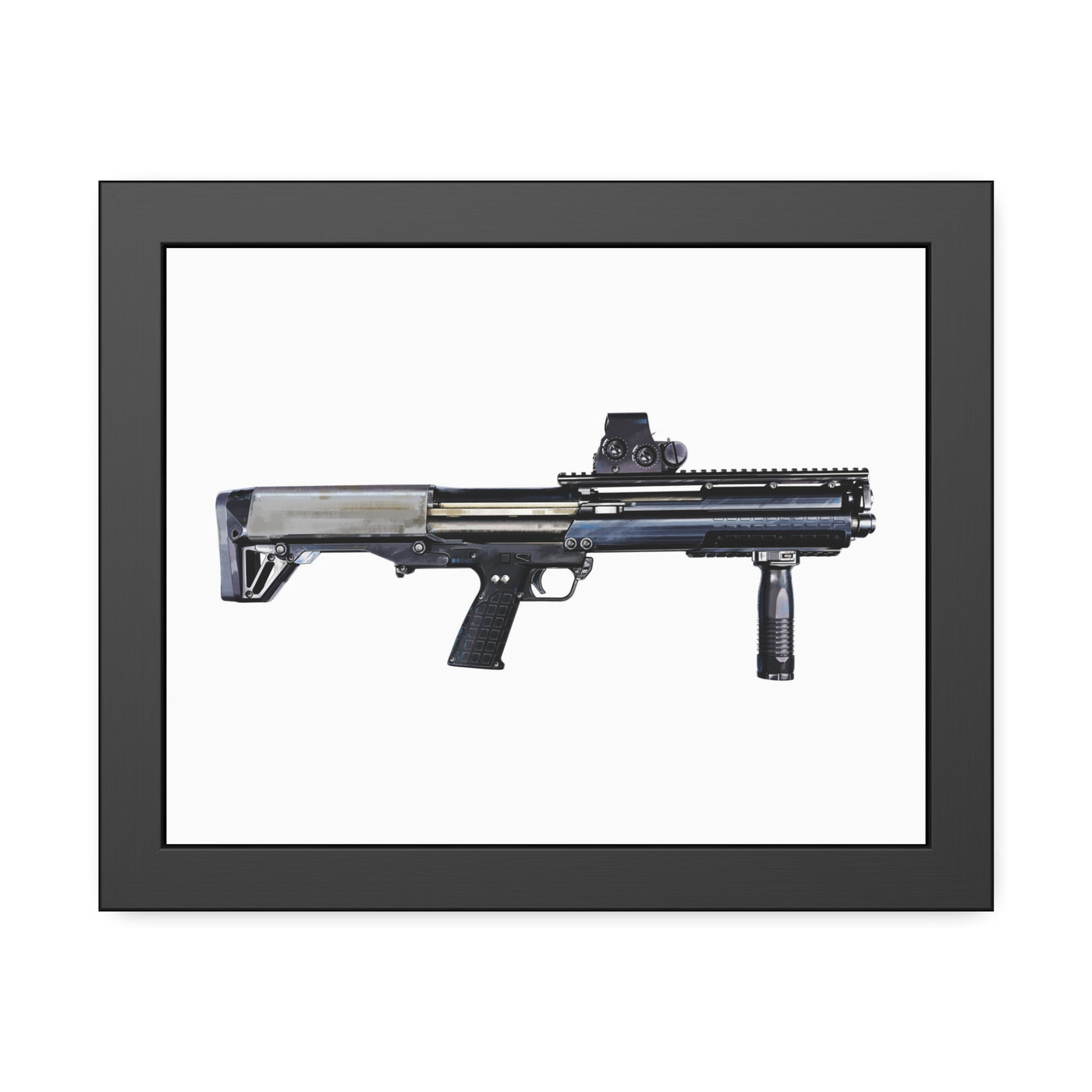 Tactical Bullpup Shotgun Painting - Just The Piece - Black Frame - Value Collection