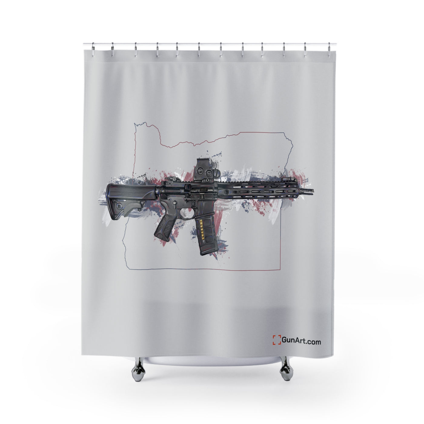 Defending Freedom - Oregon - AR-15 State Shower Curtains - Colored State