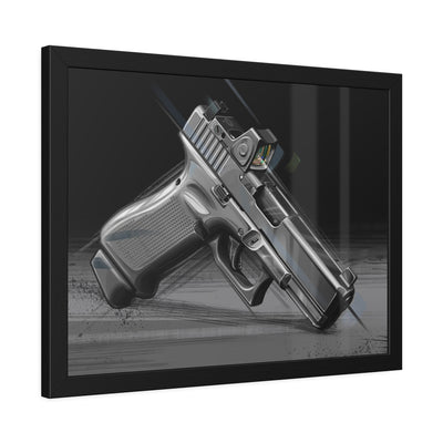 The Last Resort - OG Grey Poly Pistol Painting - Black Frame -Value Collection