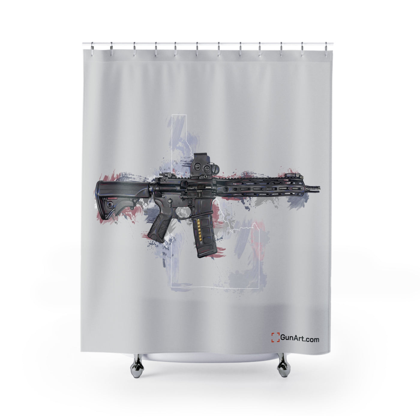 Defending Freedom - Idaho - AR-15 State Shower Curtains - White State