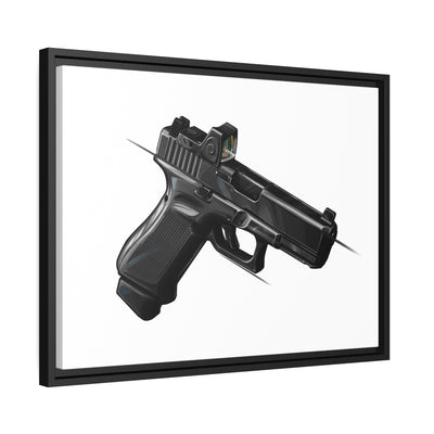 The Last Resort - OG Black Poly Pistol Painting - Just The Piece - Black Framed Wrapped Canvas - Value Collection