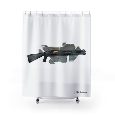 Special Ops Shotgun 12 Gauge Shower Curtains - White Background