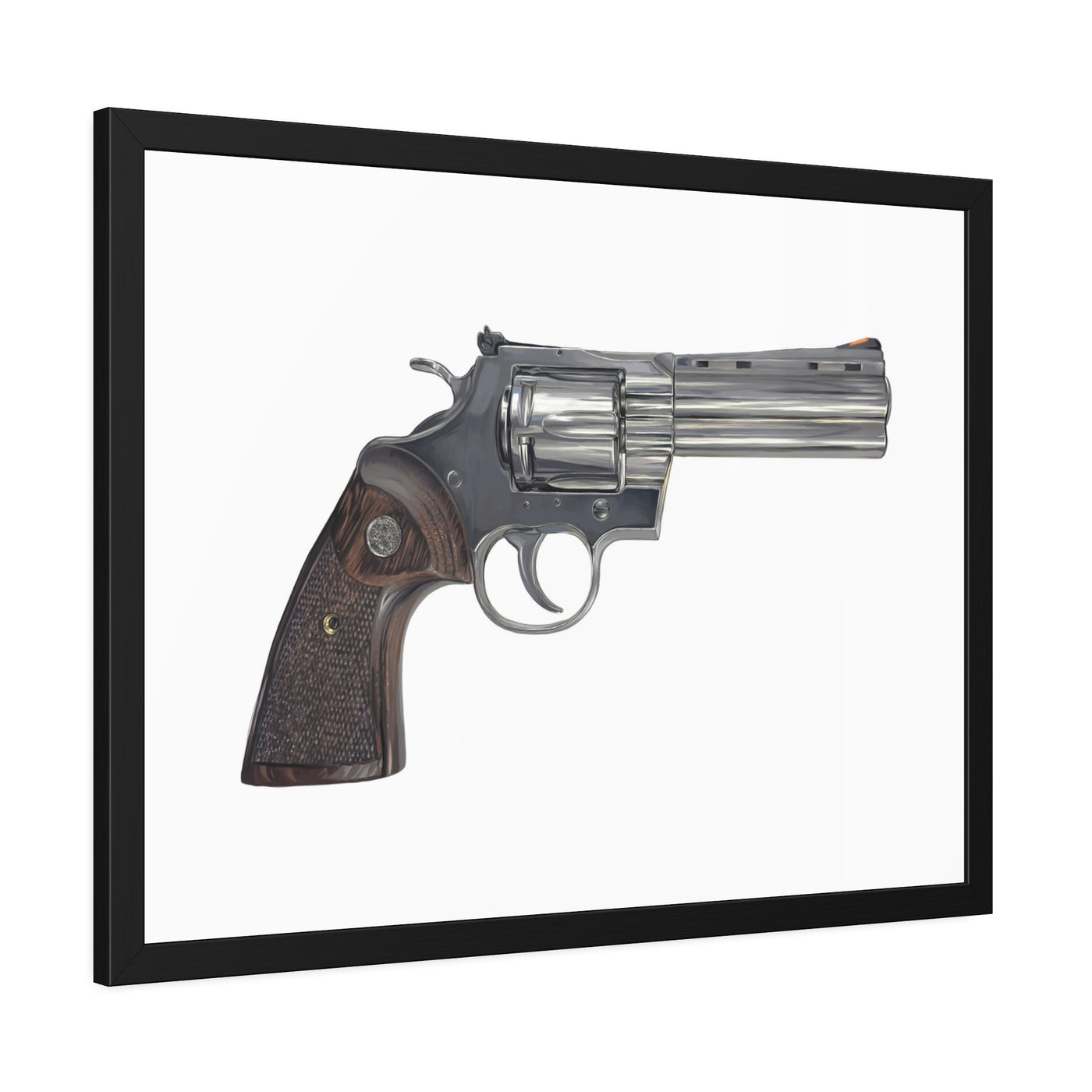 Wood & Stainless .357 Magnum Revolver Painting - Just The Piece - Black Frame - Value Collection