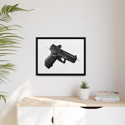 The Last Resort - OG Black Poly Pistol Painting - Just The Piece - Black Framed Wrapped Canvas - Value Collection