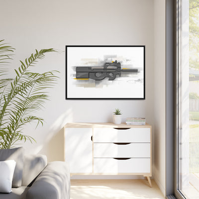 Secret Service Subgun - Bullpup 5.7x28mm Painting - Black Framed Wrapped Canvas - Value Collection