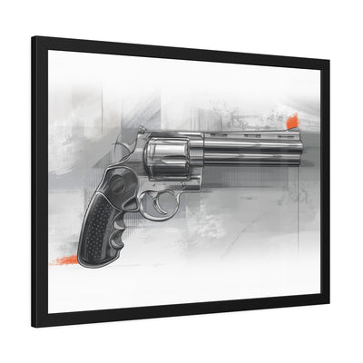 Stainless .44 Mag Revolver Painting - Black Frame - Value Collection