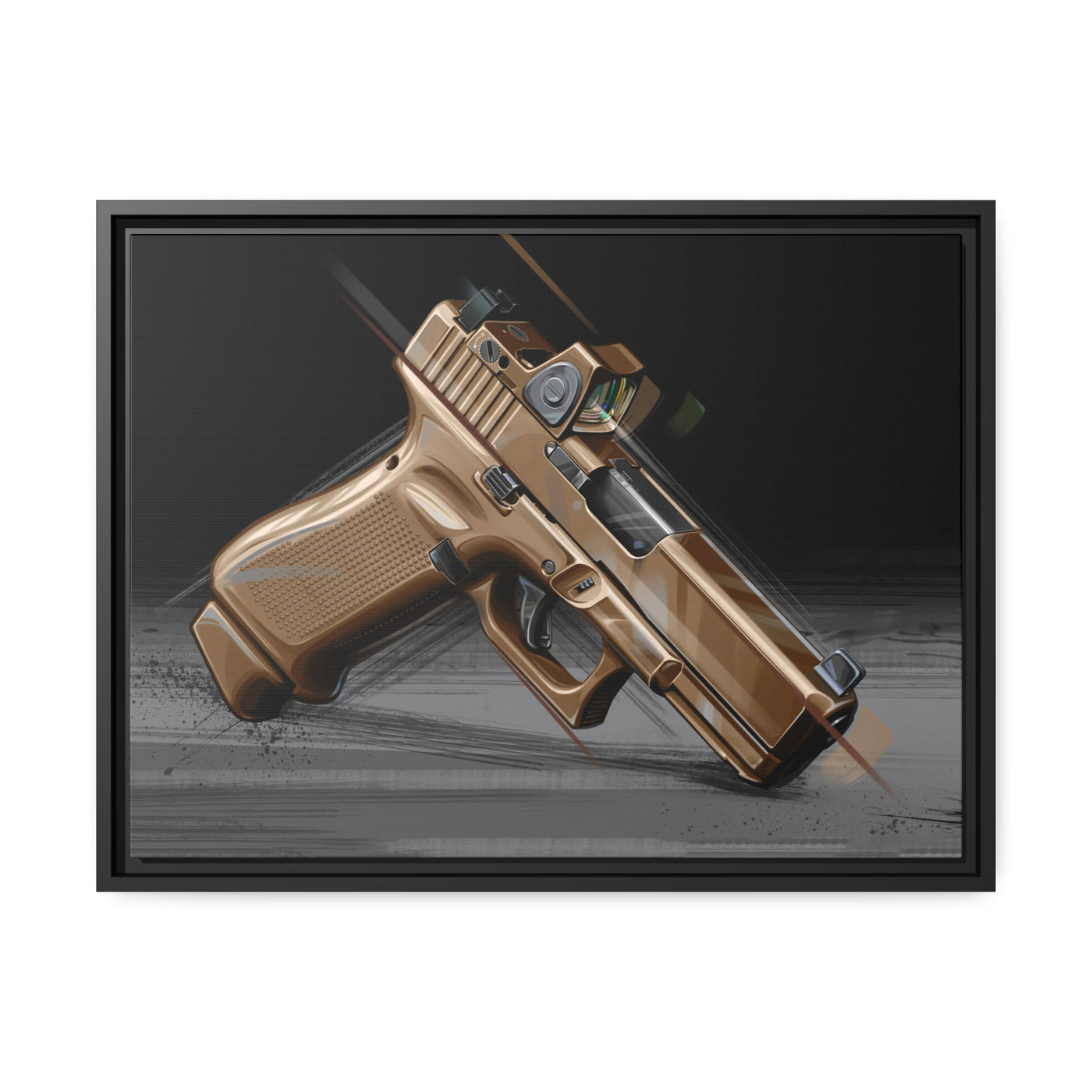 The Last Resort - OG Tan Poly Pistol Painting - Black Framed Wrapped Canvas - Value Collection