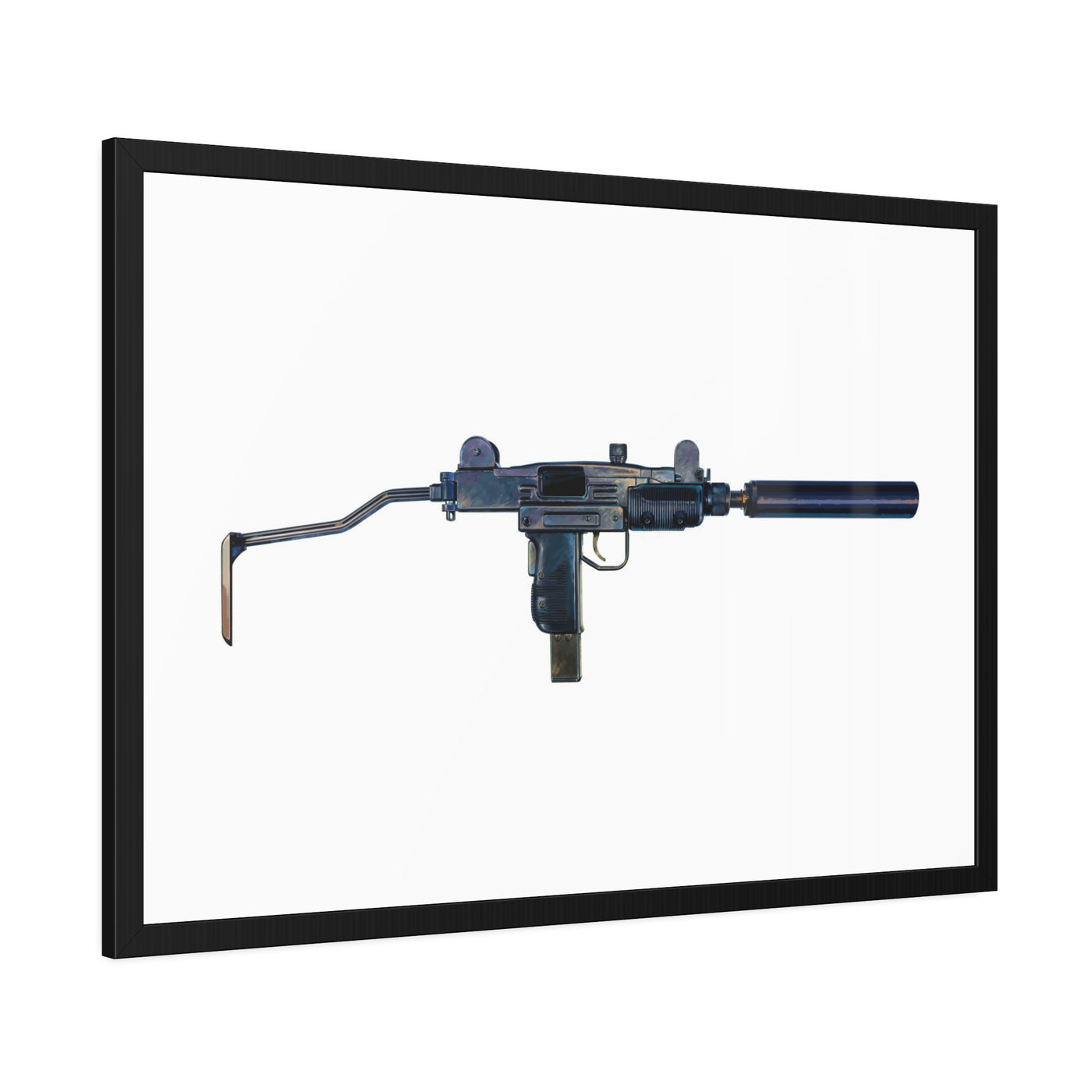 The Miniature Menace - Full Auto Subgun Painting - Just The Piece - Black Frame - Value Collection