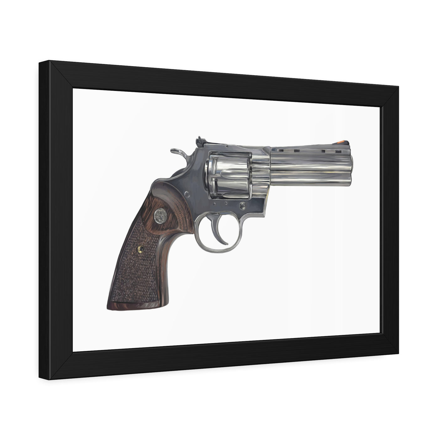 Wood & Stainless .357 Magnum Revolver Painting - Just The Piece - Black Frame - Value Collection