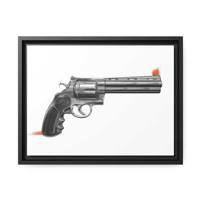 Stainless .44 Mag Revolver Painting - Just The Piece - Black Framed Wrapped Canvas - Value Collection