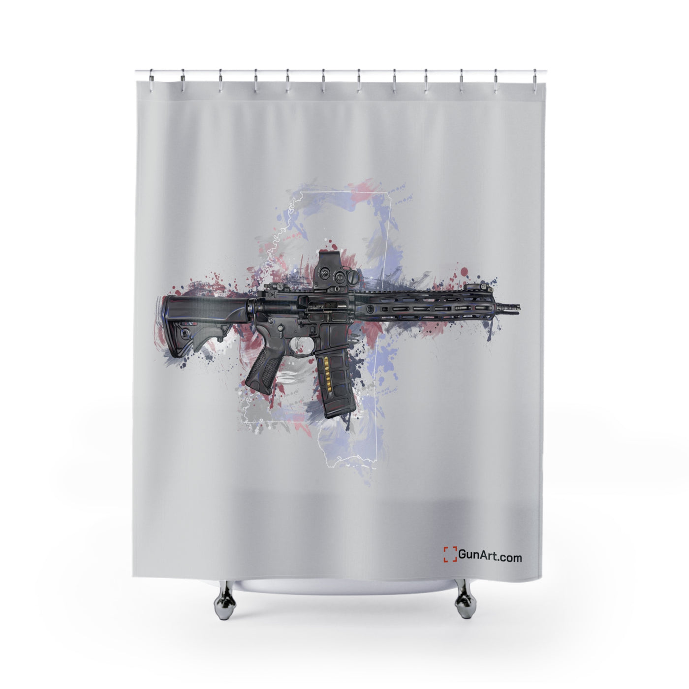 Defending Freedom - Mississippi - AR-15 State Shower Curtains - White State