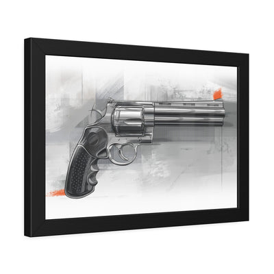 Stainless .44 Mag Revolver Painting - Black Frame - Value Collection