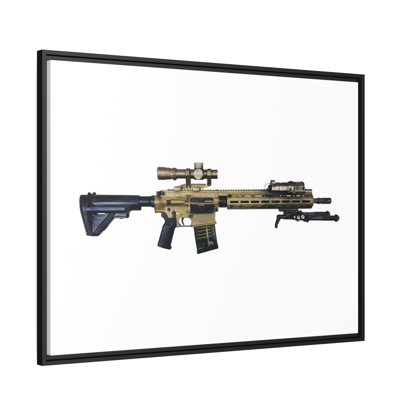 German 7.62x51mm AR10 Battle Rifle Painting - Just The Piece - Black Framed Wrapped Canvas - Value Collection