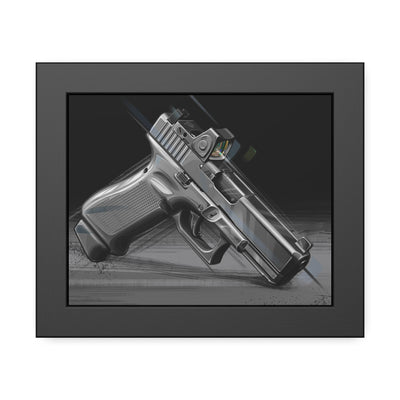 The Last Resort - OG Grey Poly Pistol Painting - Black Frame -Value Collection