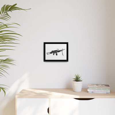 Belt-Fed 5.56x45mm Light Machine Gun Painting - Just The Piece - Black Framed Wrapped Canvas - Value Collection