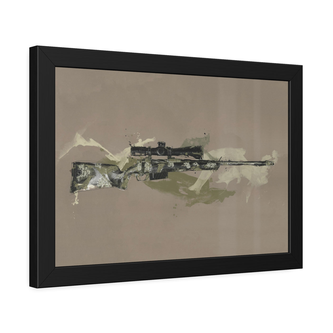 The Harvester - Long Range Hunting Rifle Painting (Minimal) - Black Frame - Value Collection