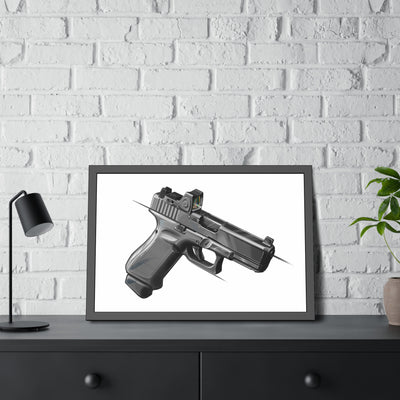 The Last Resort - OG Grey Poly Pistol Painting - Just The Piece - Black Frame - Value Collection