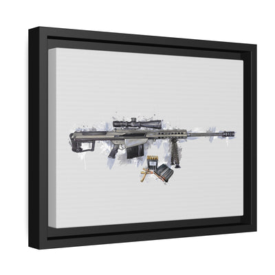 The Long-Range Legend - .50 Cal BMG Rifle Painting - Blue Accents - Black Framed Wrapped Canvas - Value Collection