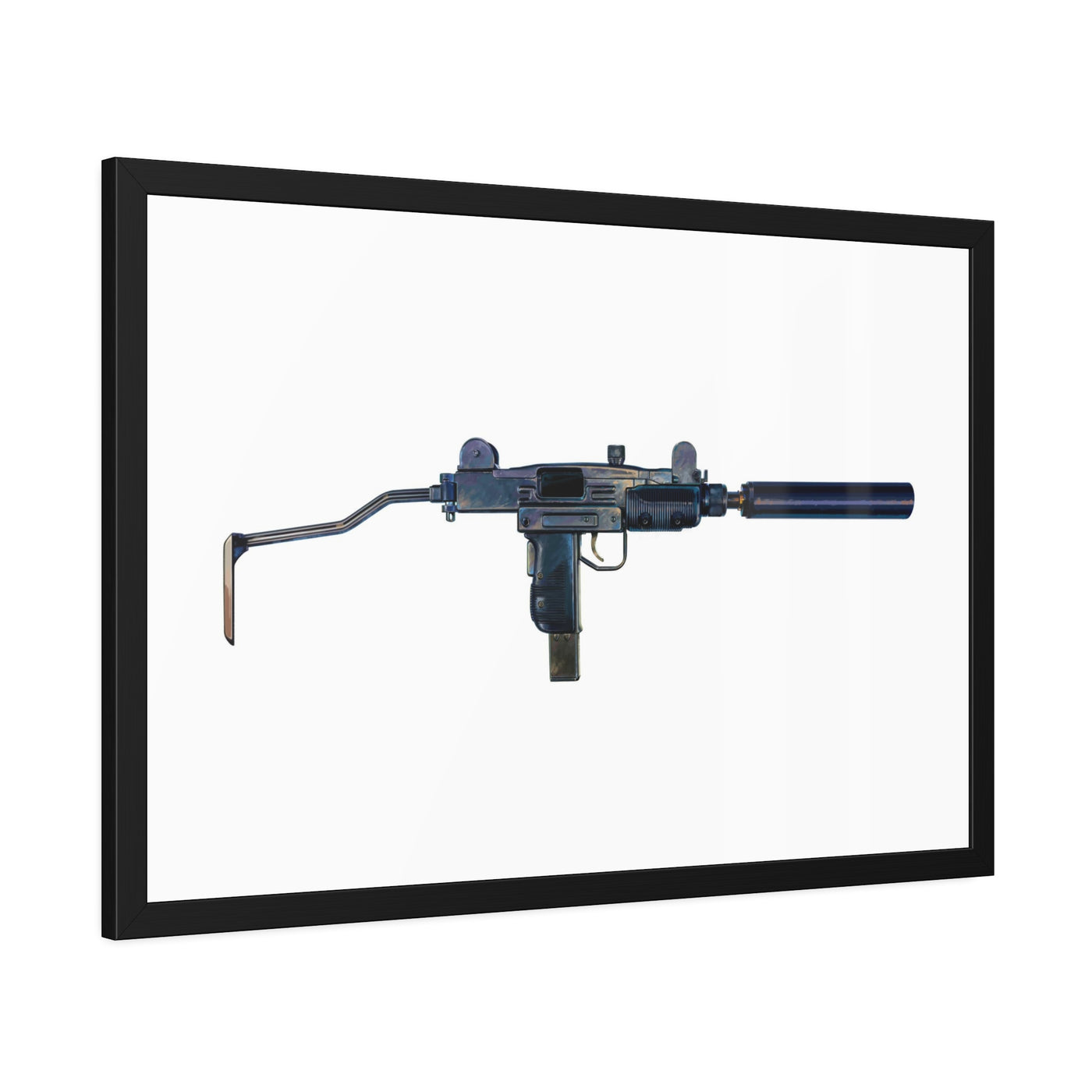 The Miniature Menace - Full Auto Subgun Painting - Just The Piece - Black Frame - Value Collection