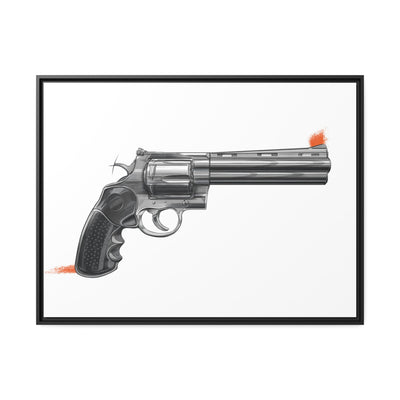 Stainless .44 Mag Revolver Painting - Just The Piece - Black Framed Wrapped Canvas - Value Collection