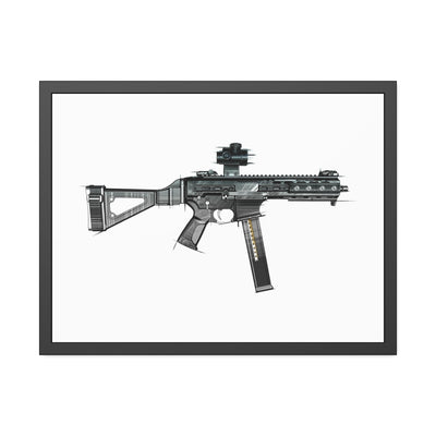 .45 Cal SMG Painting - Just The Piece - Black Frame - Value Collection