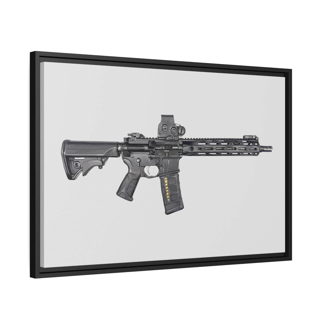 Defending Freedom - AR-15 State Painting - Just The Piece - Black Framed Wrapped Canvas - Value Collection