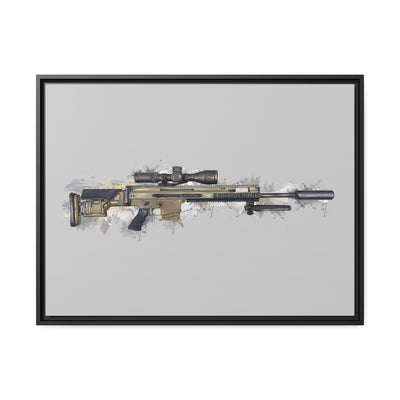 Socom Sniper Rifle Painting - Black Framed Wrapped Canvas - Value Collection